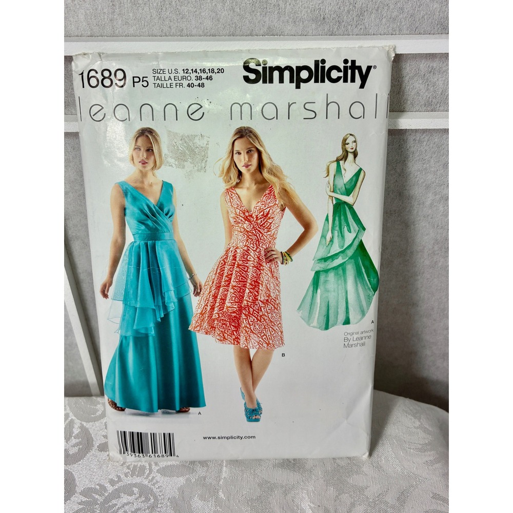 Simplicity 1689 Leanne Marshall Dress Sewing Pattern Size 12-20 Tiered Gown Prom